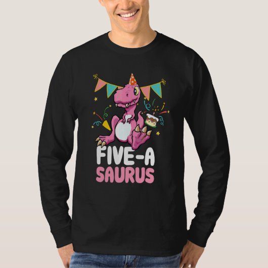 Five A Saurus Dinosaurier Niedlich Kiddo Rex T-Shirt (Vorderseite)