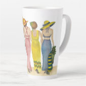 Five Beach Babe Friends auf einem großen 17" Milchtasse (Rechte Ecke)