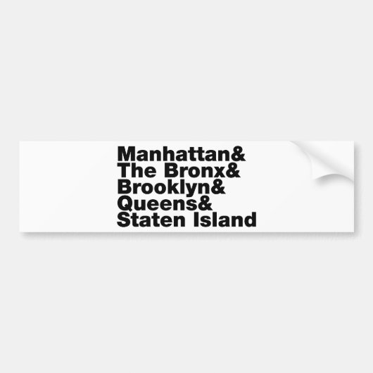 Five Boroughs ~ New York City Autoaufkleber (Vorne)