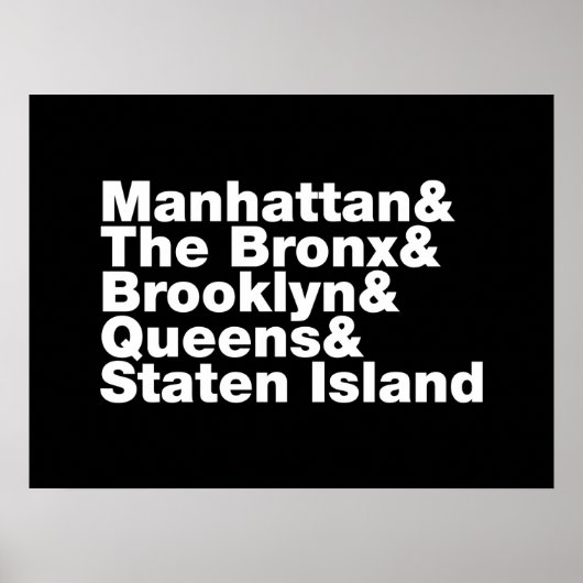 Five Boroughs ~ New York City Poster (Vorne)