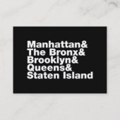 Five Boroughs ~ New York City Visitenkarte (Rückseite)