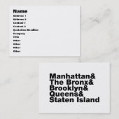 Five Boroughs ~ New York City Visitenkarte (Vorne/Hinten)
