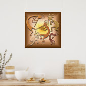 Five Brown Kokopellis Poster (Küche)