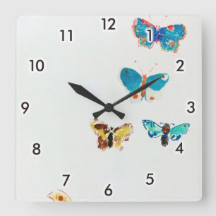 Five Butterflies, Redon Quadratische Wanduhr