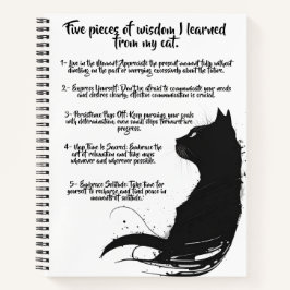 Five Cat Wisdom Black Cat Design SpiralNotebook Notizblock
