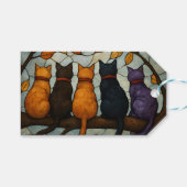 Five Cats on a Tree Branch Stained Glass Style Geschenkanhänger (Vorderseite (Horizontal))