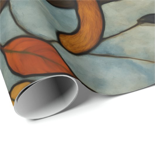 Five Cats on a Tree Branch Stained Glass Style Geschenkpapier (Rolleneckpunkt)