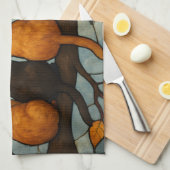 Five Cats on a Tree Branch Stained Glass Style Geschirrtuch (Viertel Falte)