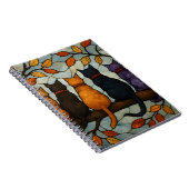 Five Cats on a Tree Branch Stained Glass Style Notizblock (Rechte Seite)
