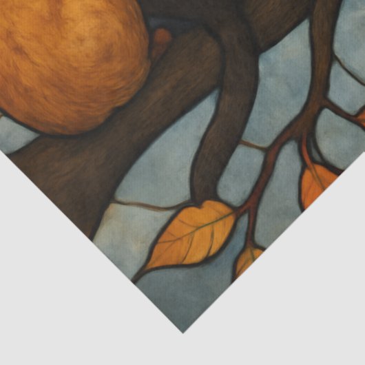 Five Cats on a Tree Branch Stained Glass Style Seidenpapier (Detail)