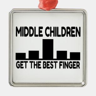 Five Children Middle Child Middle Finger Joke Silbernes Ornament