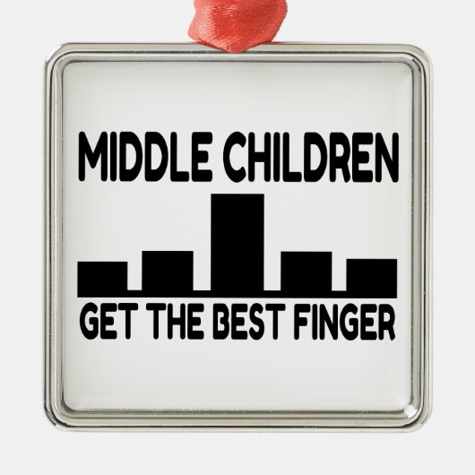 Five Children Middle Child Middle Finger Joke Silbernes Ornament (Vorne)