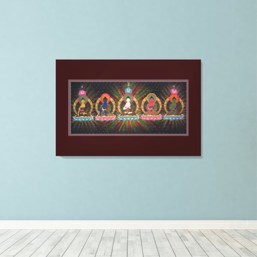 Five Dhyani Buddhas Wrapped Canvas Leinwanddruck (Insitu (Holzboden))