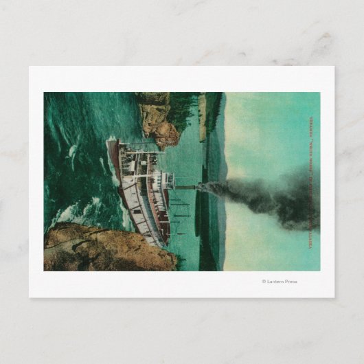 Five Finger Rapids mit Steamer White Horse Postkarte (Vorderseite)