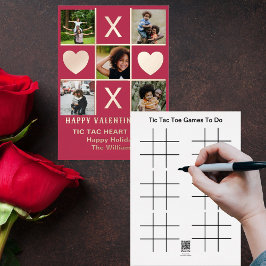 Five Foto Tic Tac Toe Heart Magentine Folien Feiertagskarte