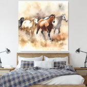 "Five Galloping Mustangs" Dusty Western Watercolou Leinwanddruck (Insitu (Schlafzimmer))