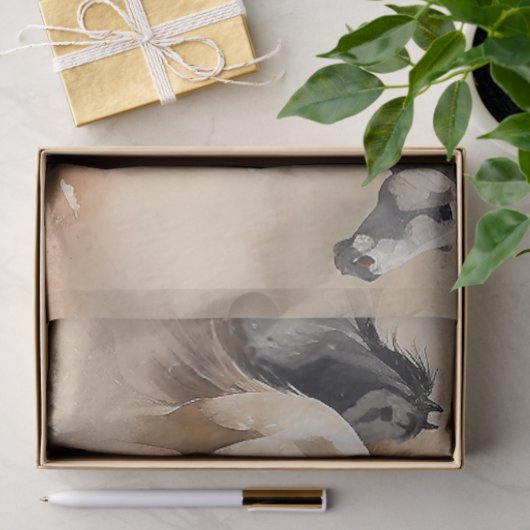 "Five Galloping Mustangs" Dusty Western Watercolou Seidenpapier (Geschenk)