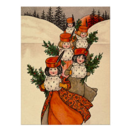 Five Girls With Furry Muffs - Florence Hardy Poster
