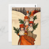 Five Girls With Furry Muffs - Florence Hardy Postkarte (Vorne/Hinten)