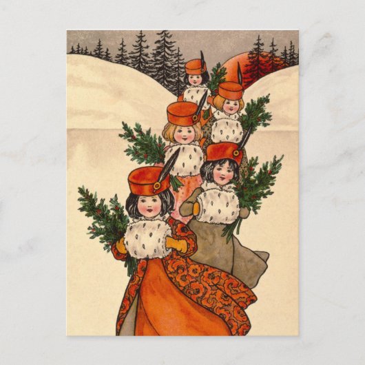 Five Girls With Furry Muffs - Florence Hardy Postkarte (Vorderseite)