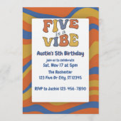Five is a Vibe, Blue Orange Yellow 5th Birthday Einladung (Vorderseite)