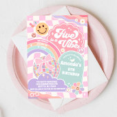 Five Is A Vibe Disco Rainbow 5th Birthday  Einladung