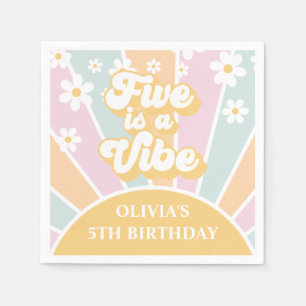 Five is a Vibe Pastell Retro Sonnenschein Gänseblü Serviette