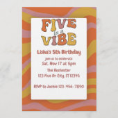 Five is a Vibe, Pink Orange Yellow 5th Birthday Einladung (Vorderseite)