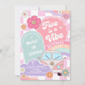 Five is a Vibe Rainbow Daisy 5th Birthday Einladung (Vorderseite)