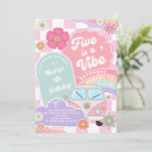 Five is a Vibe Rainbow Daisy 5th Birthday Einladung (Stehend Vorderseite)