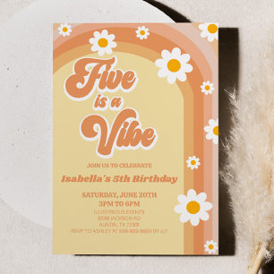 Five Is A Vibe Retro Daisy 5. Geburtstagsfeier Einladung