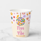 Five Is A Vibe Retro Disco Ball 5th Birthday Party Pappbecher (Rückseite)