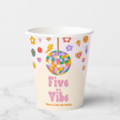 Five Is A Vibe Retro Disco Ball 5th Birthday Party Pappbecher (Vorderseite)