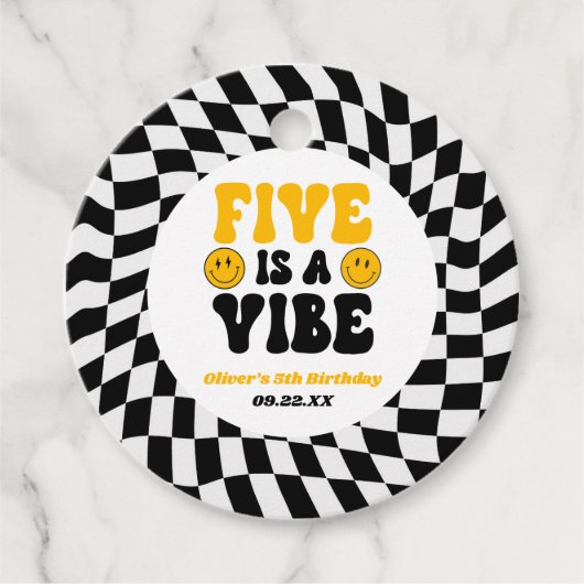 Five Is A Vibe Retro Fifth 5th Birthday Party Geschenkanhänger (Vorderseite)