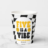 Five Is A Vibe Retro Fifth 5th Birthday Party Pappbecher (Vorderseite)