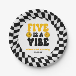 Five Is A Vibe Retro Fifth 5th Birthday Party Pappteller