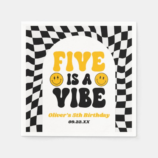 Five Is A Vibe Retro Fifth 5th Birthday Party Serviette (Vorderseite)