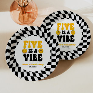 Five Is A Vibe Retro Fünfte 5. Geburtstagsfeier Pappteller
