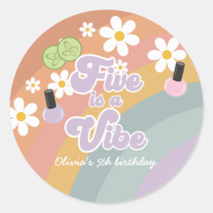 Five is a vibe Spa Regenbogen 5. Geburtstag Runder Aufkleber