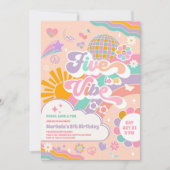 Five Is A Vibe Sun Rainbow Disco 5th Birthday Einladung (Vorderseite)