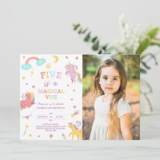 Five ist ein Magical Vibe Unicorn 5. Geburtstag Fo Einladung