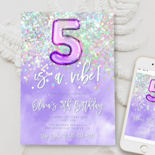 Five ist ein Vibe 5. Geburtstag Einladung Confetti