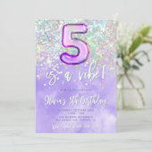 Five ist ein Vibe 5. Geburtstag Einladung Confetti (Stehend Vorderseite)