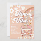 Five ist ein Vibe 5. Groovy Van Birthday Einladung (Vorderseite)