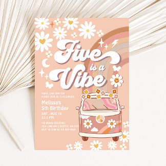 Five ist ein Vibe 5. Groovy Van Birthday Einladung