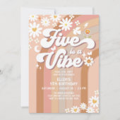 Five ist ein Vibe Birthday Invite Hippie 70er Birt Einladung (Vorderseite)