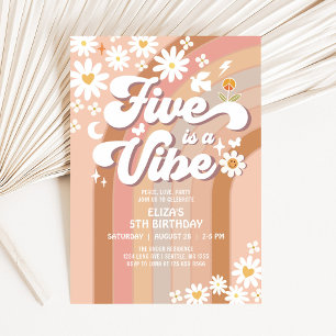 Five ist ein Vibe Birthday Invite Hippie 70er Birt Einladung