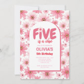 Five ist ein Vibe Daisy Birthday Foto Einladung (Vorderseite)