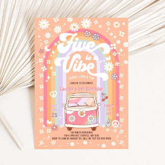 FIVE ist ein Vibe Daisy Groovy 5. Geburtstag Einladung