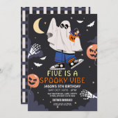 Five ist ein Vibe Ghosts Bats Halloween-Kostüm Einladung (Vorne/Hinten)